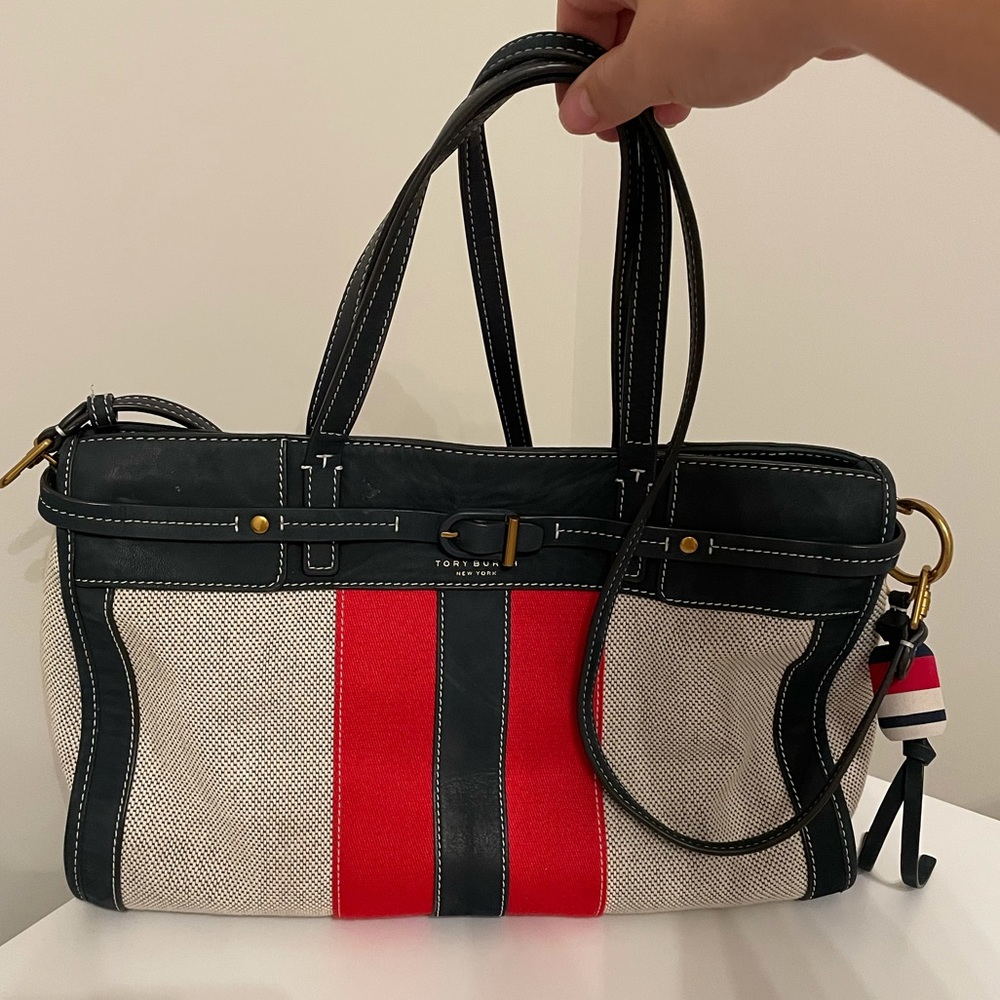 Tory Burch canvas & suede tote bag